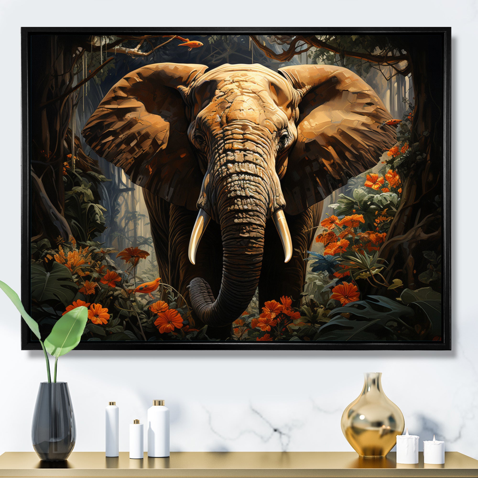 Elephant Jungle Royalty - Elephant Canvas Wall Art