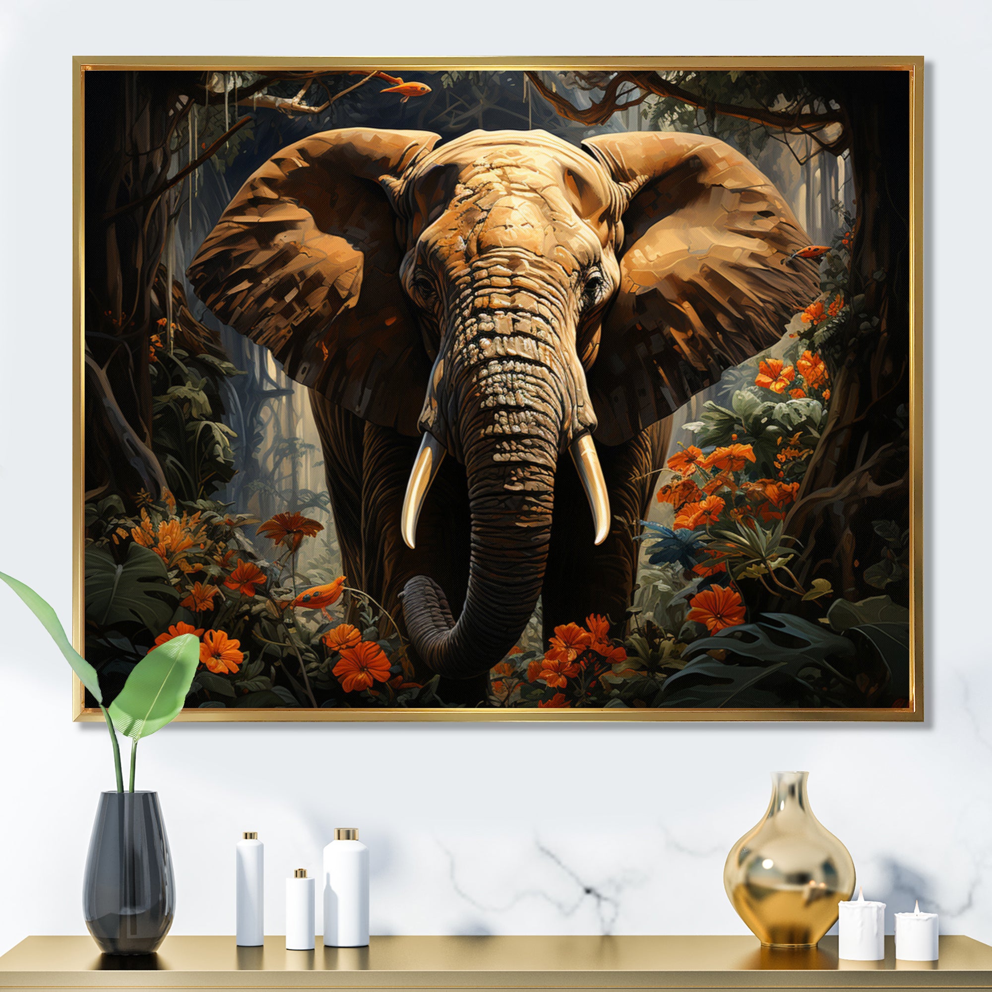 Elephant Jungle Royalty - Elephant Canvas Wall Art
