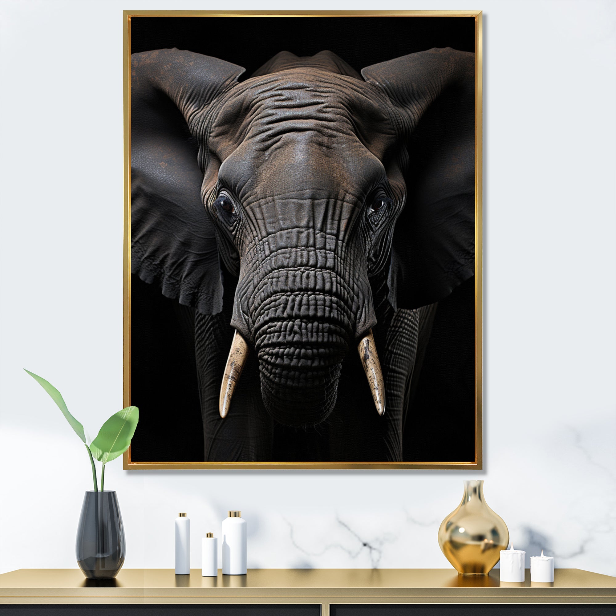 Elephant Portrait In Black And White - Elephant Wall Art Prints