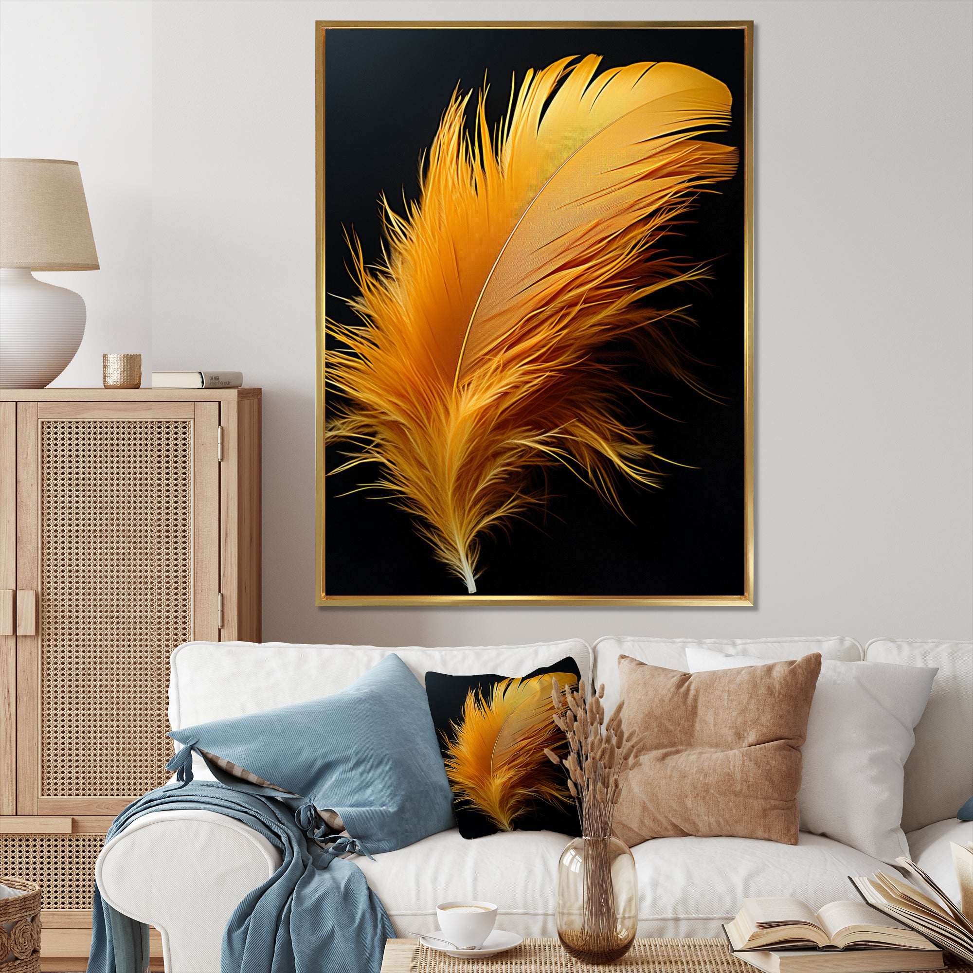 Orange Feather Elegance - Feathers Wall Decor