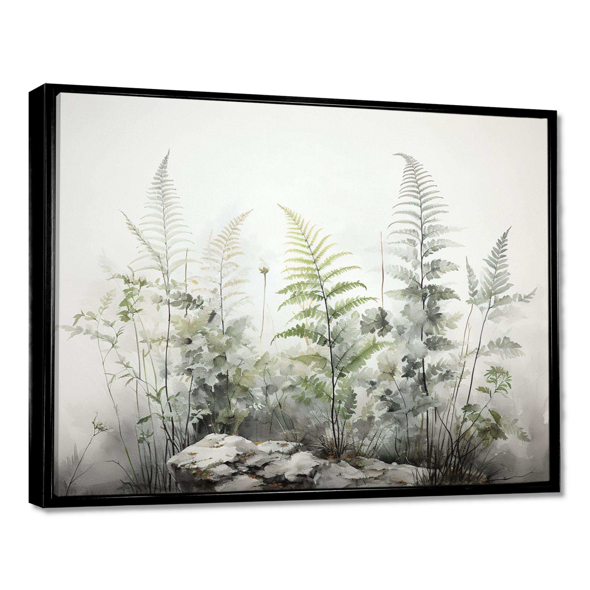 Ferns Silver Whispers I - Floral Canvas Wall Art