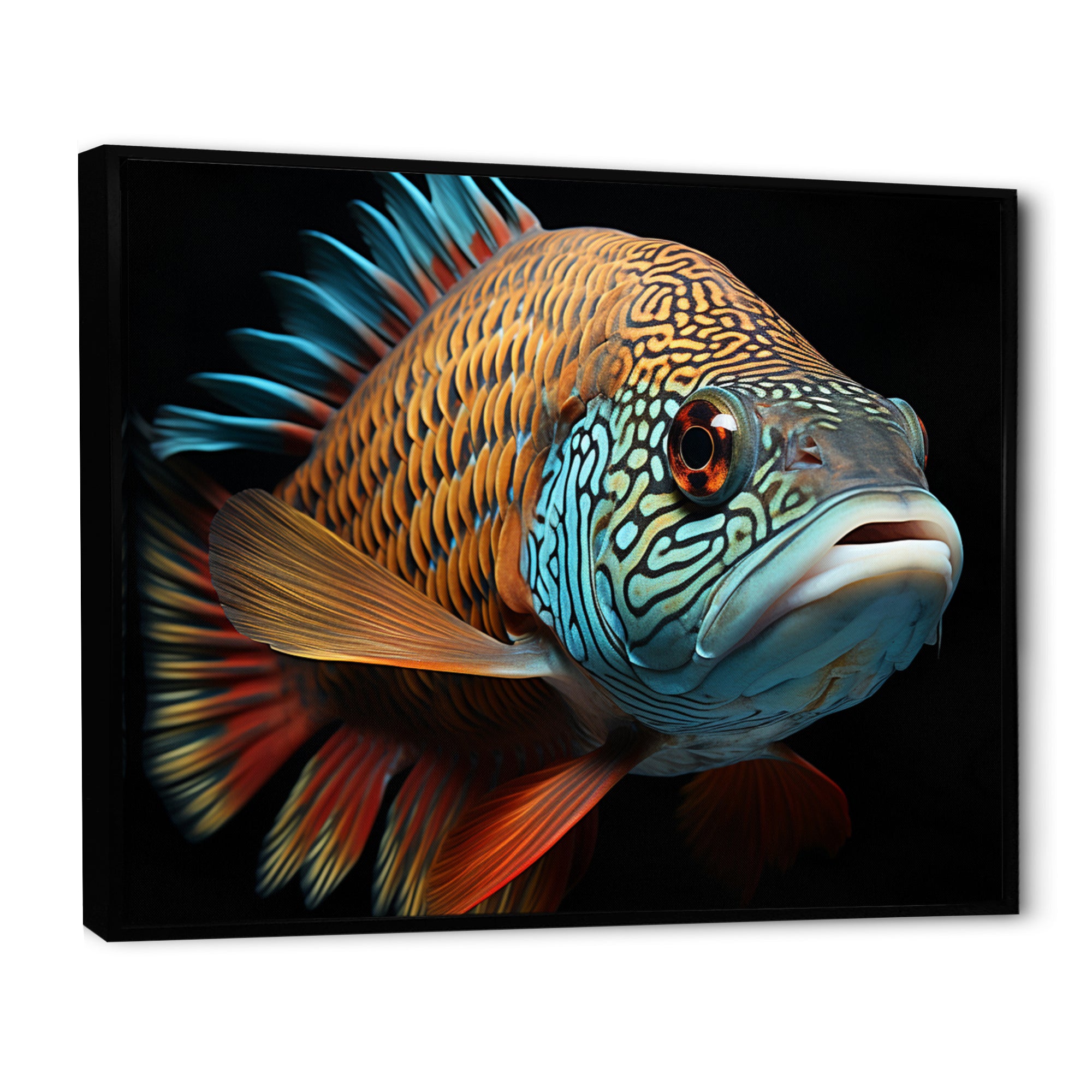 Fish Portrait Photo - Teal Fish Wall Art