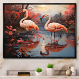 Flamingo Fading Glow Pastoral - Flamingo Canvas Wall Art