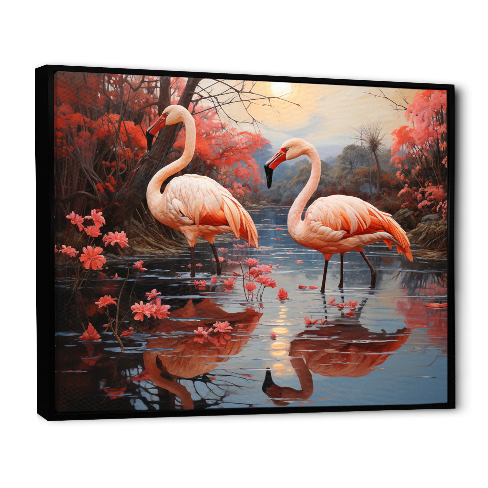 Flamingo Fading Glow Pastoral - Flamingo Canvas Wall Art