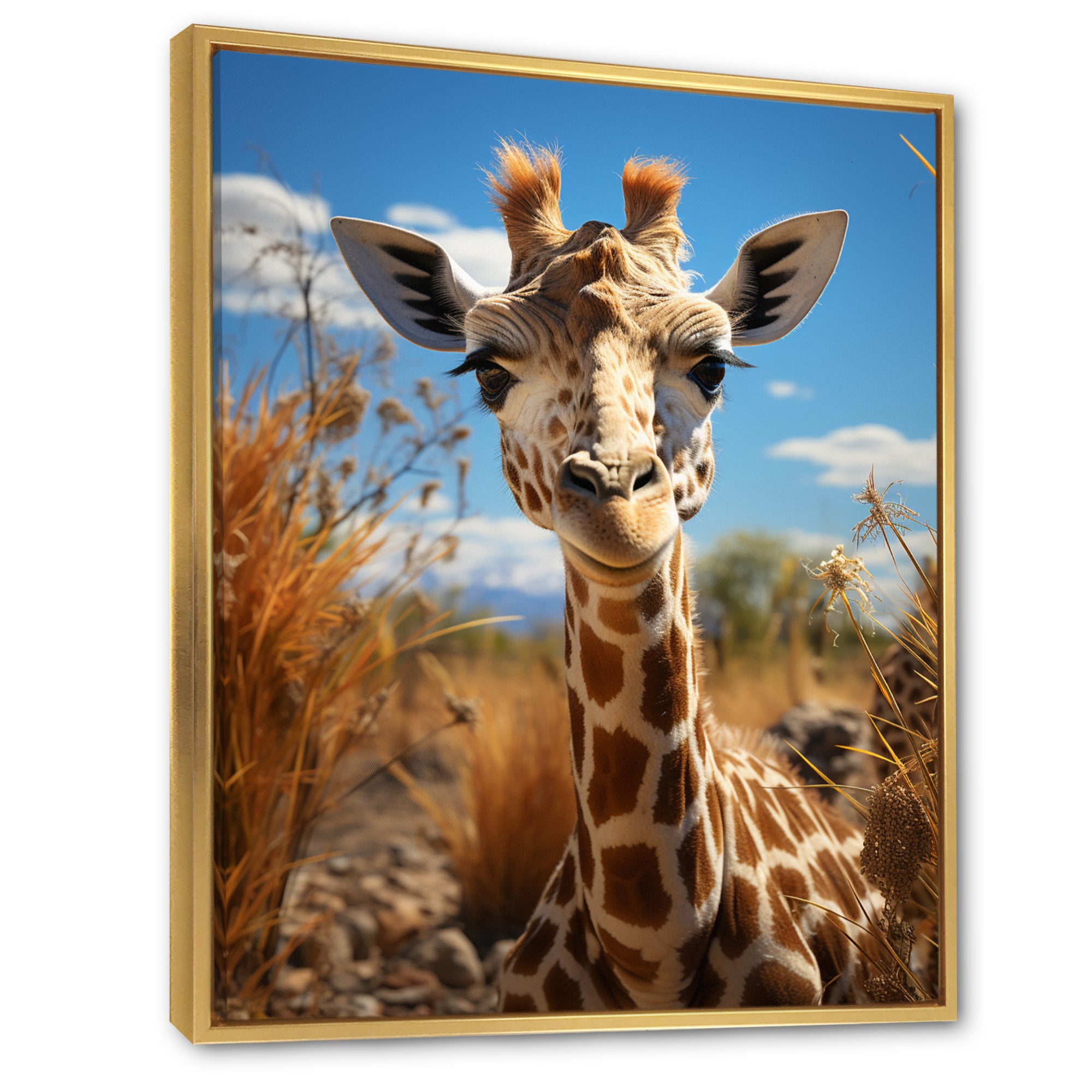 Cute Giraffe Portrait - Beige Giraffe Wall Art