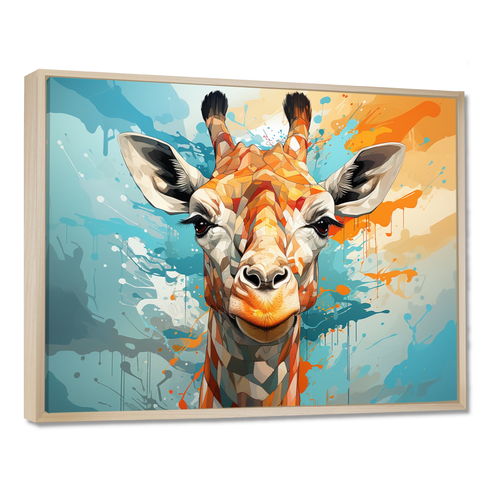 Giraffe Elegant Geometric - Giraffe Large Canvas Wall Art