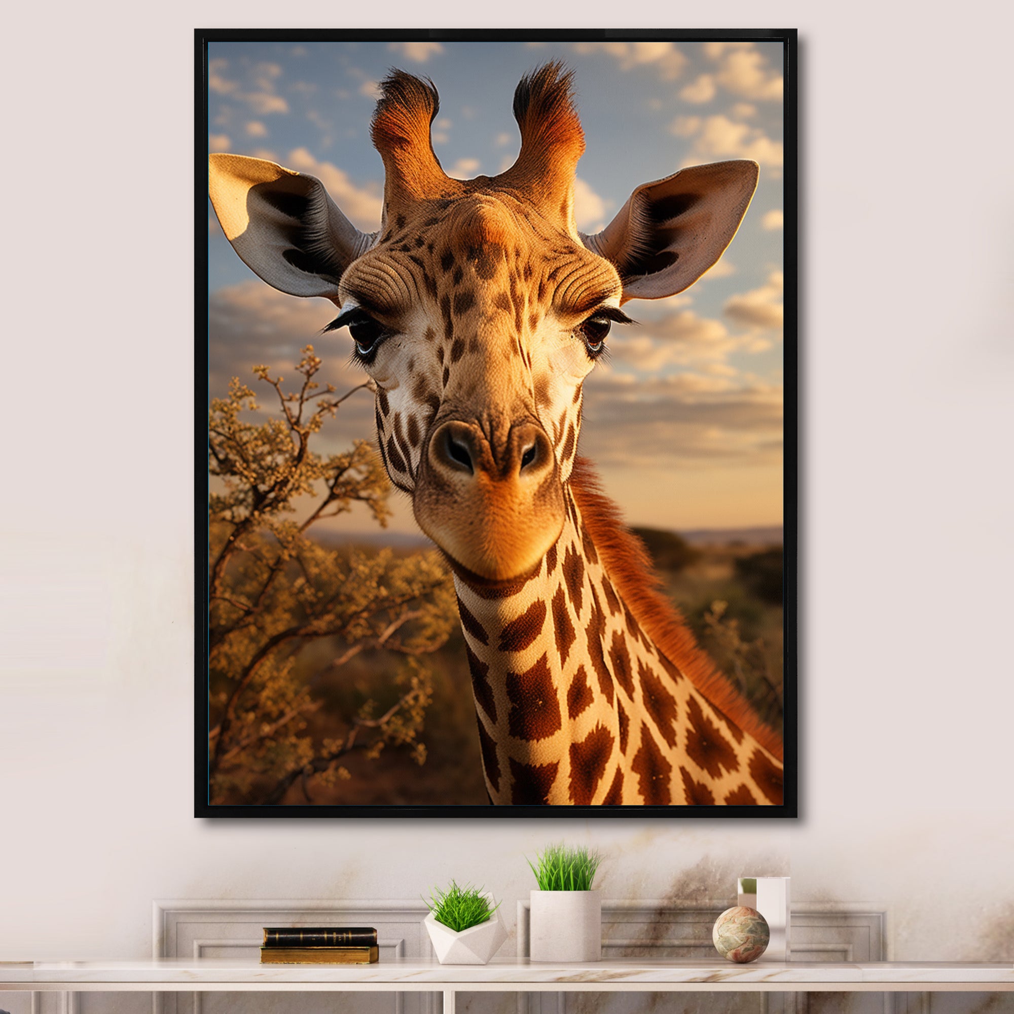Giraffe Portrait Vibrant - Giraffe Canvas Wall Art