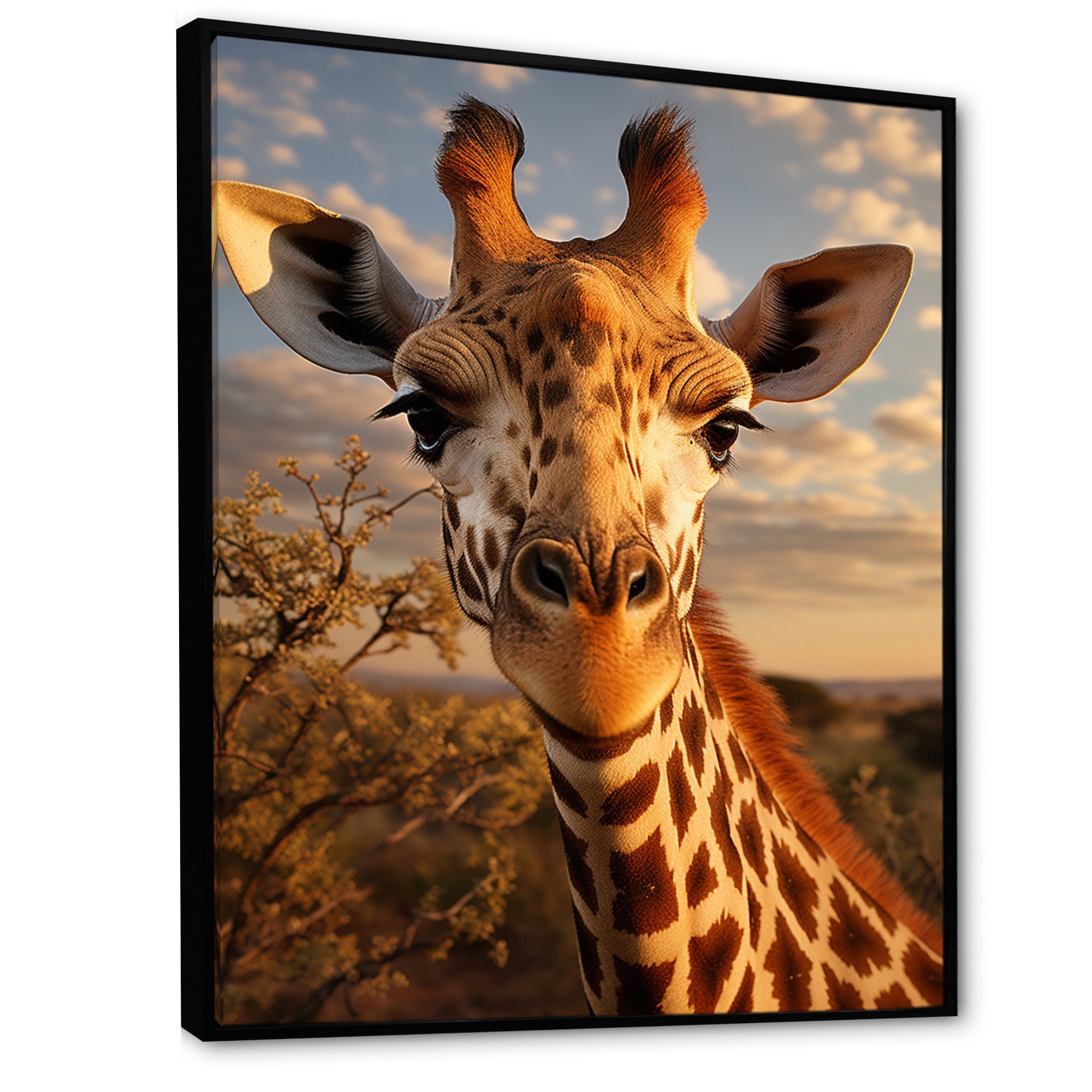 Giraffe Portrait Vibrant - Giraffe Canvas Wall Art