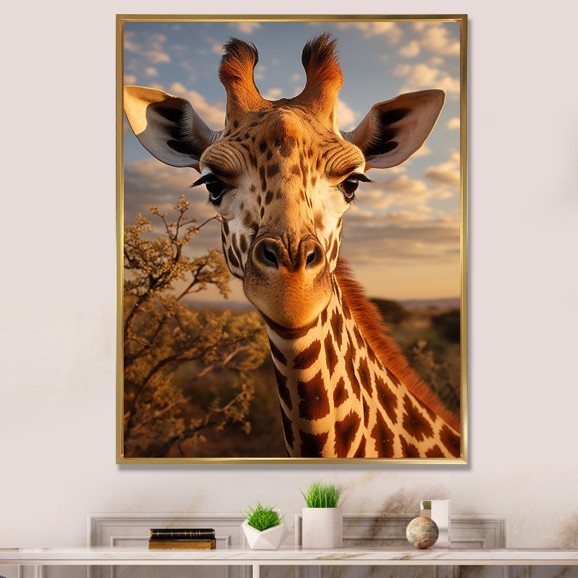 Giraffe Portrait Vibrant - Giraffe Canvas Wall Art