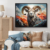 Goat Mountain Guardian Geometric - Gray Goat Wall Art