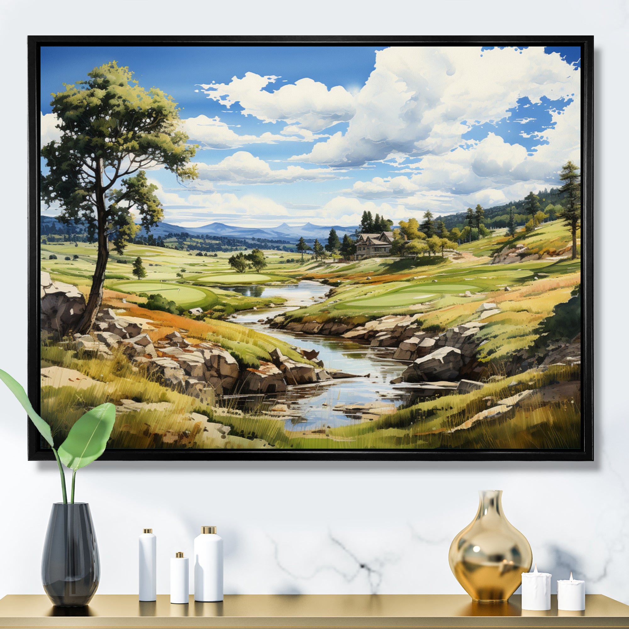 Lake And River Tranquility I - Golf Canvas Wall Art