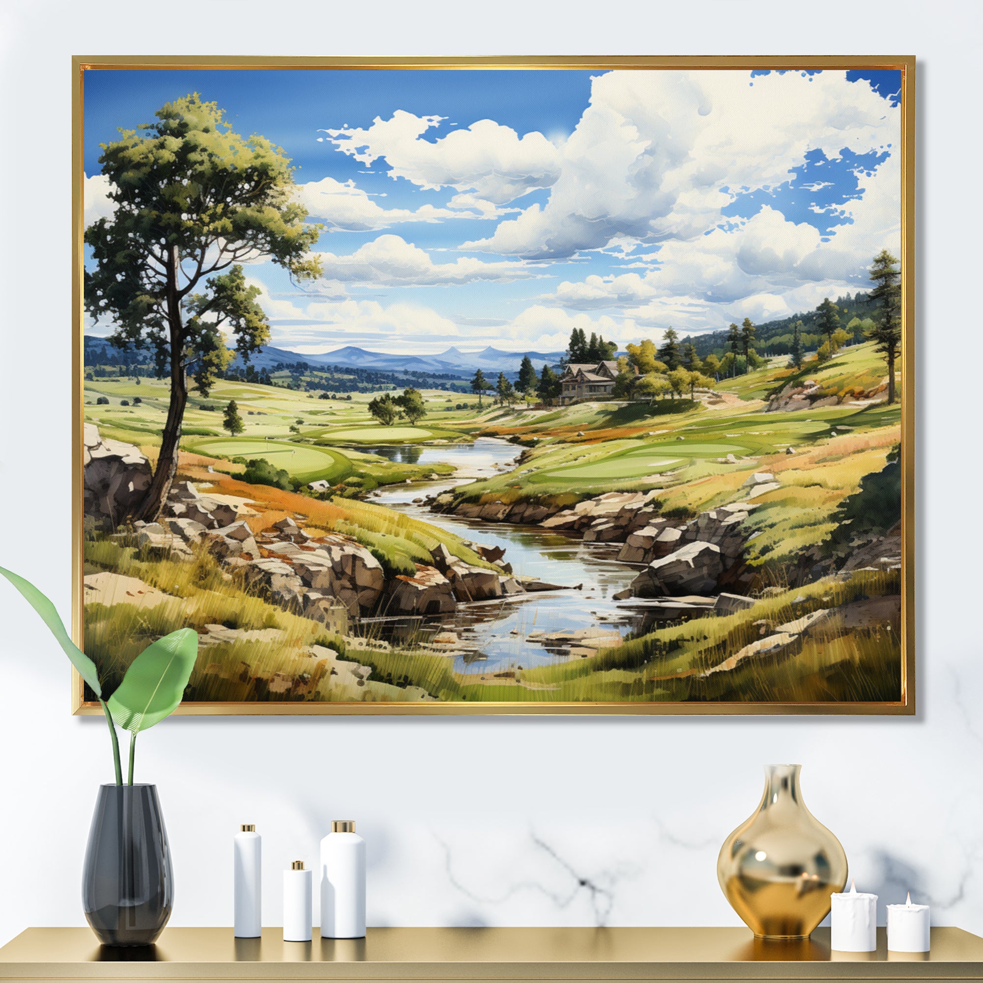 Lake And River Tranquility I - Golf Canvas Wall Art
