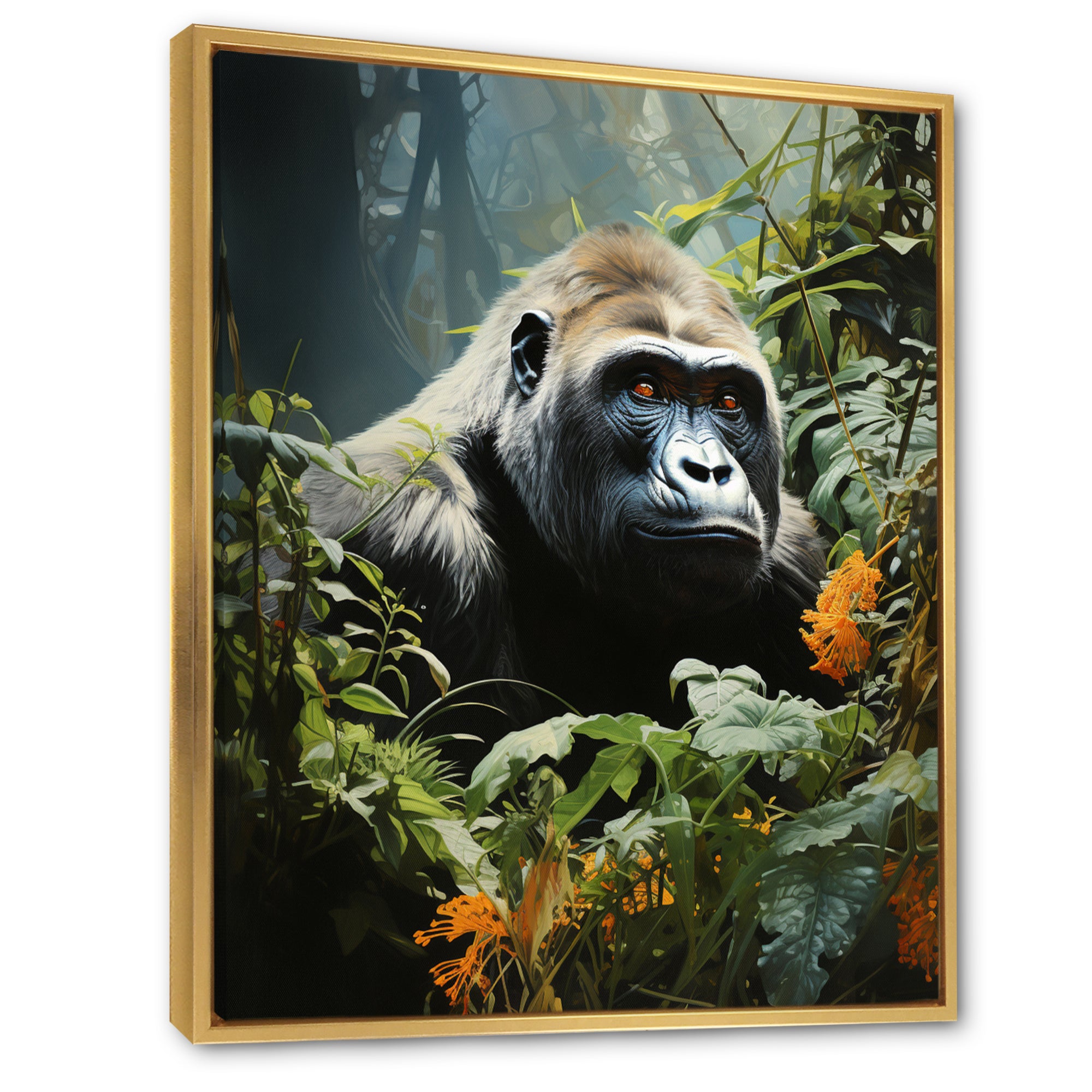 Gorilla In Jungle - Gorilla Living Room Wall Art