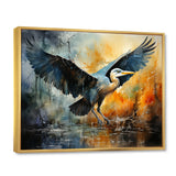 Teal Yellow Heron Elegance Unveiled Pointillism - Heron Wall Decor
