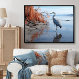 Heron Morning Stroll - Heron Framed Canvas Art