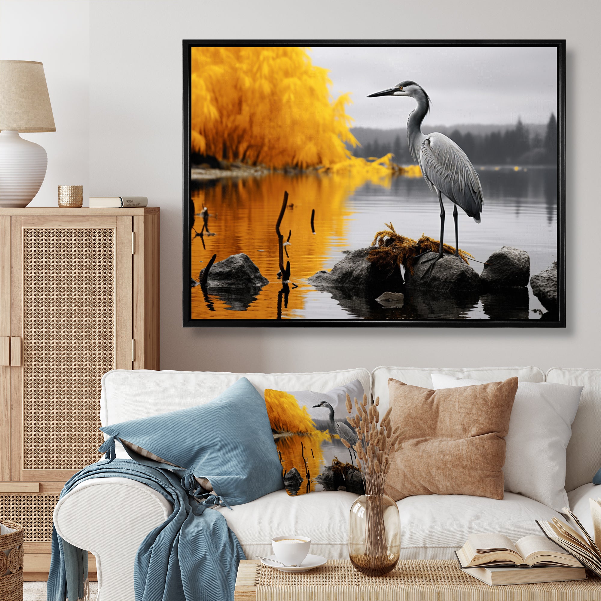 Heron Silent Waters - Heron Bedroom Wall Art