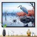 Heron Silent Waters Blue - Heron Canvas Wall Art