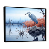 Heron Silent Waters Blue - Heron Canvas Wall Art