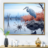 Heron Silent Waters Blue - Heron Canvas Wall Art