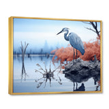 Heron Silent Waters Blue - Heron Canvas Wall Art