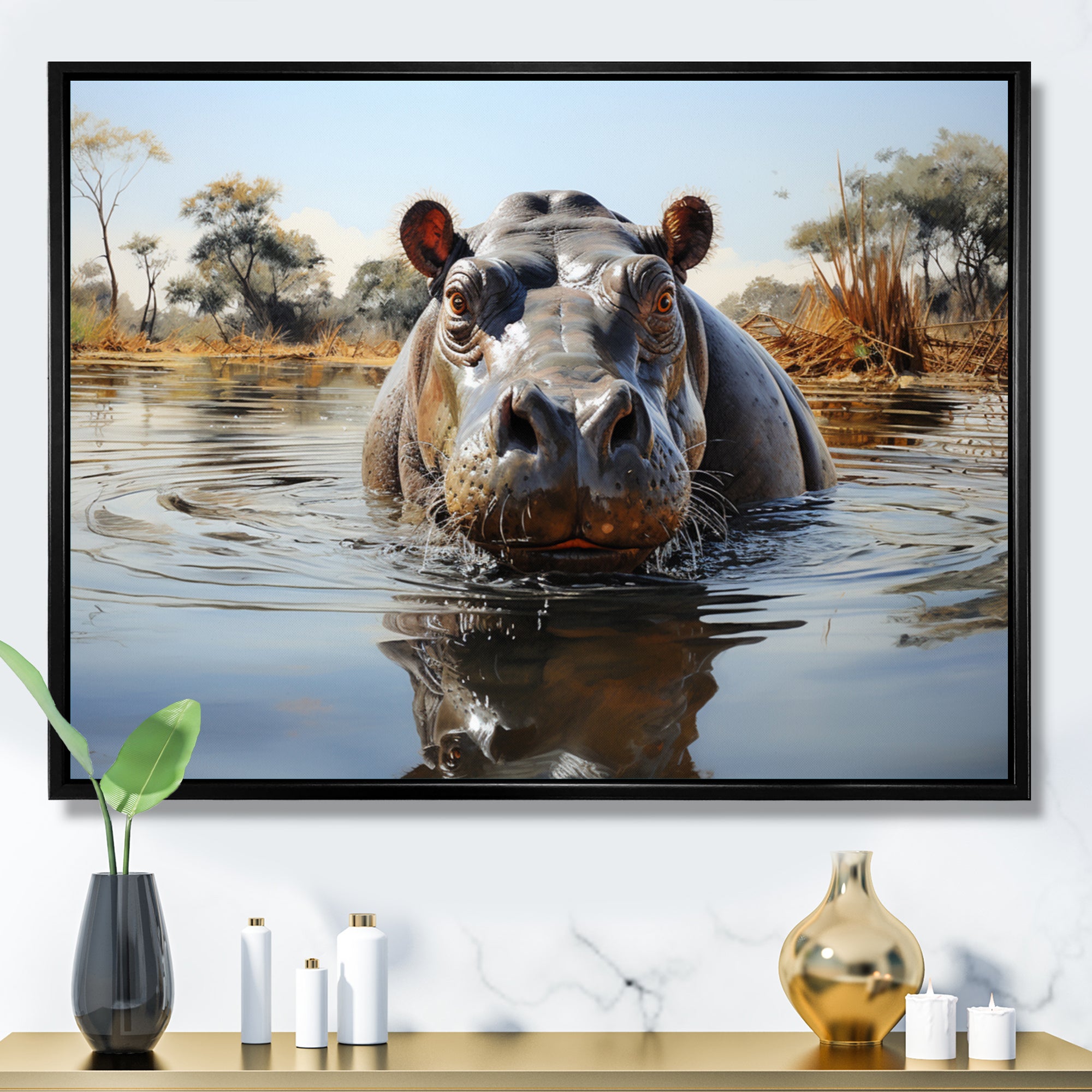 Hippopotamus Rivers Behemoth - Hippopotamus Large Canvas Wall Art