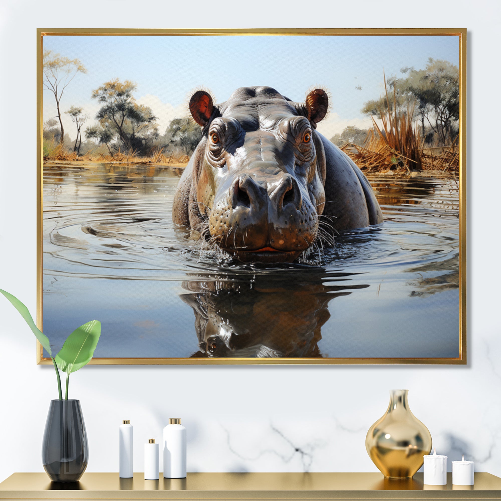 Hippopotamus Rivers Behemoth - Hippopotamus Large Canvas Wall Art