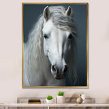 White Horse Crisp Monochrome - Horse Bedroom Wall Art