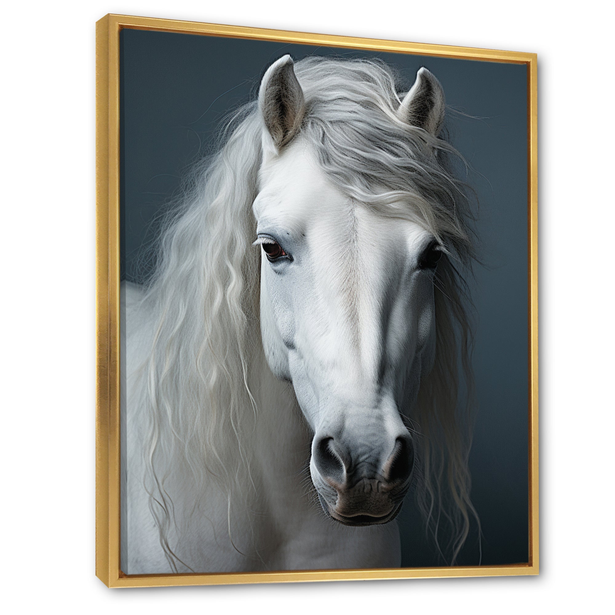 White Horse Crisp Monochrome - Horse Bedroom Wall Art