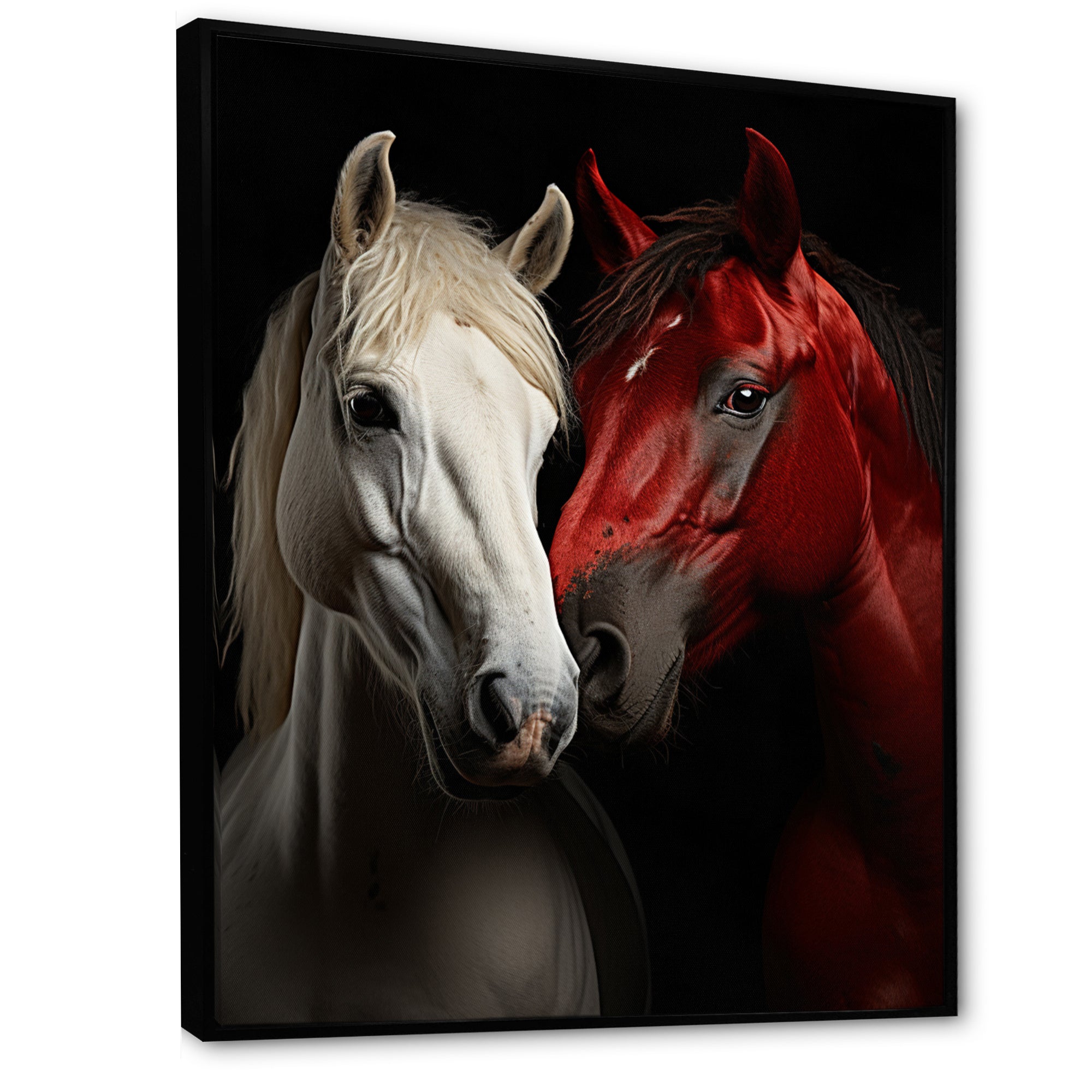 Red And White Horse Dynamic Duo - Horse Canvas Wall Art