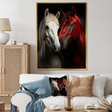 Red And White Horse Dynamic Duo - Horse Canvas Wall Art