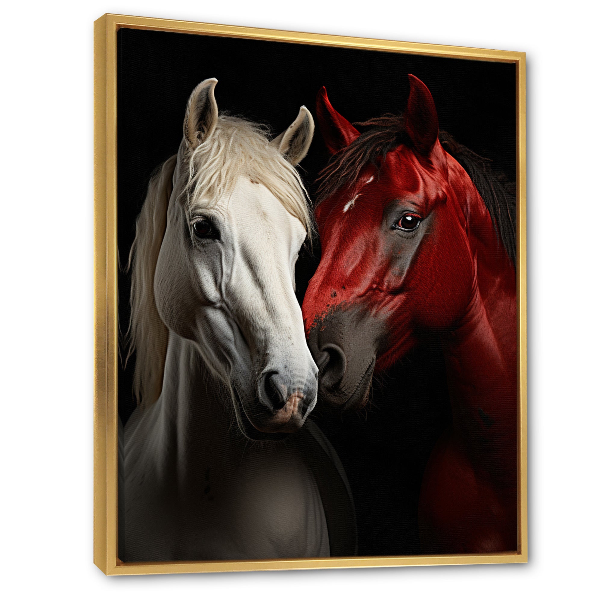 Red And White Horse Dynamic Duo - Horse Canvas Wall Art