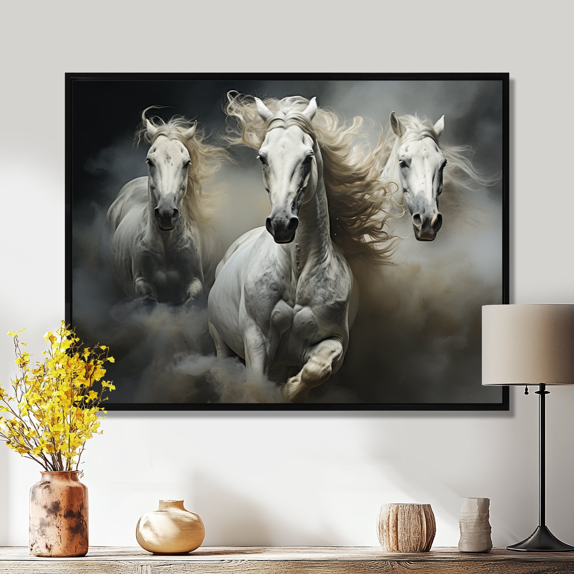 White Beige Horse Equine Harmony - Horse Wall Decor