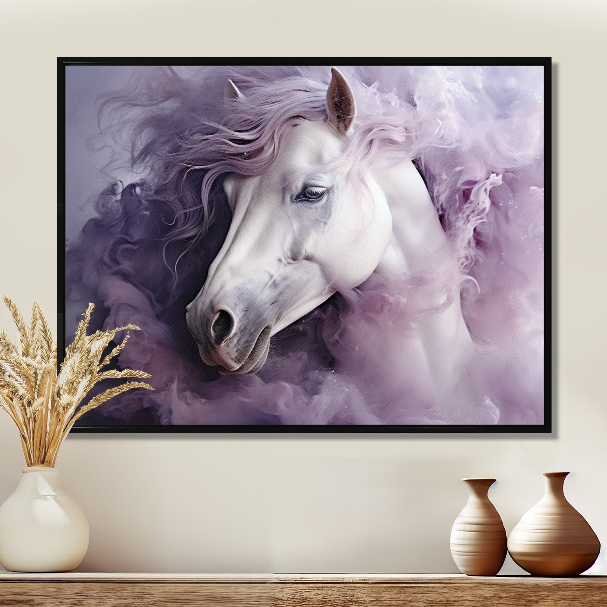 Purple White Horse Ethereal Essence - Horse Wall Art Prints