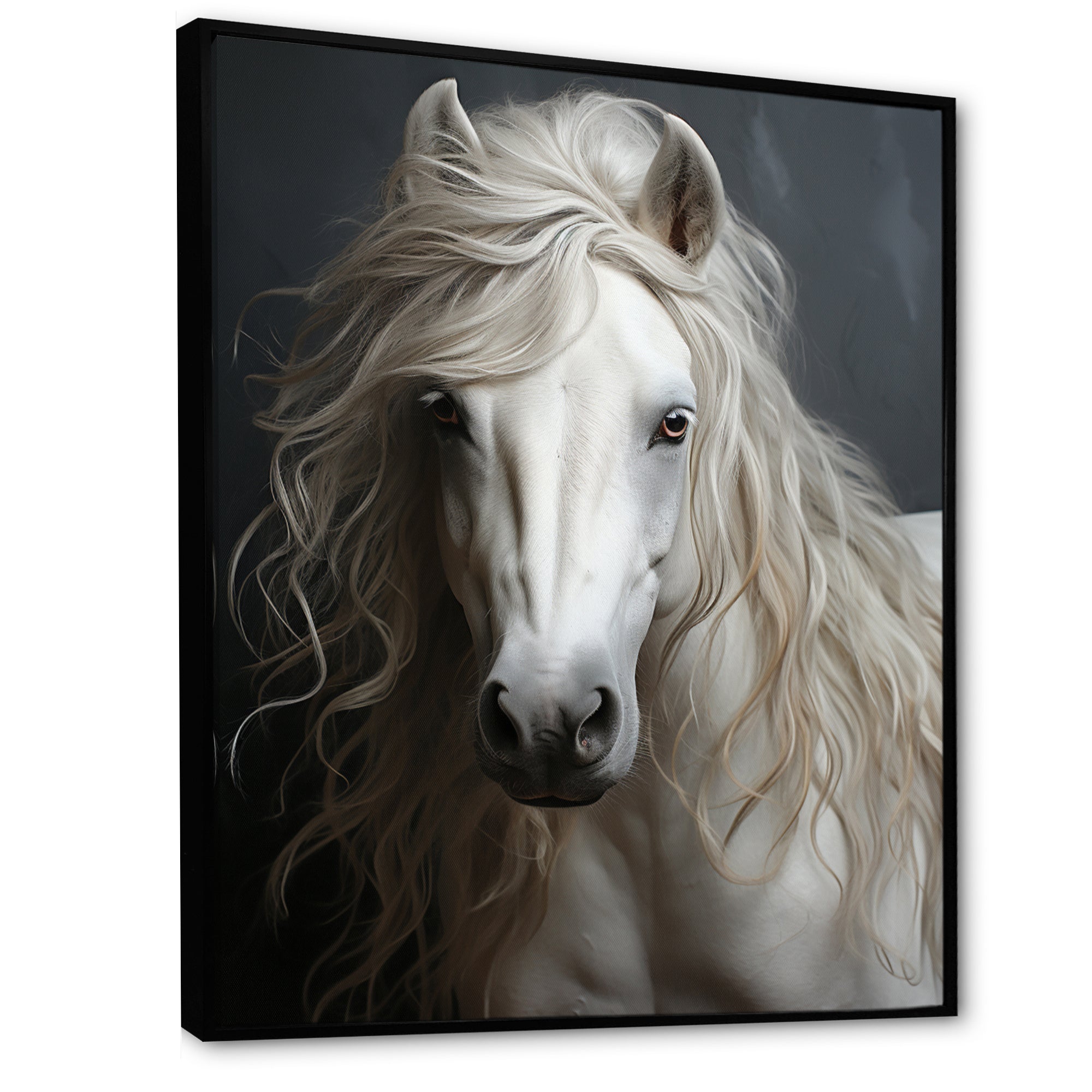 White Horse Subtle Whispers - Horse Canvas Wall Art