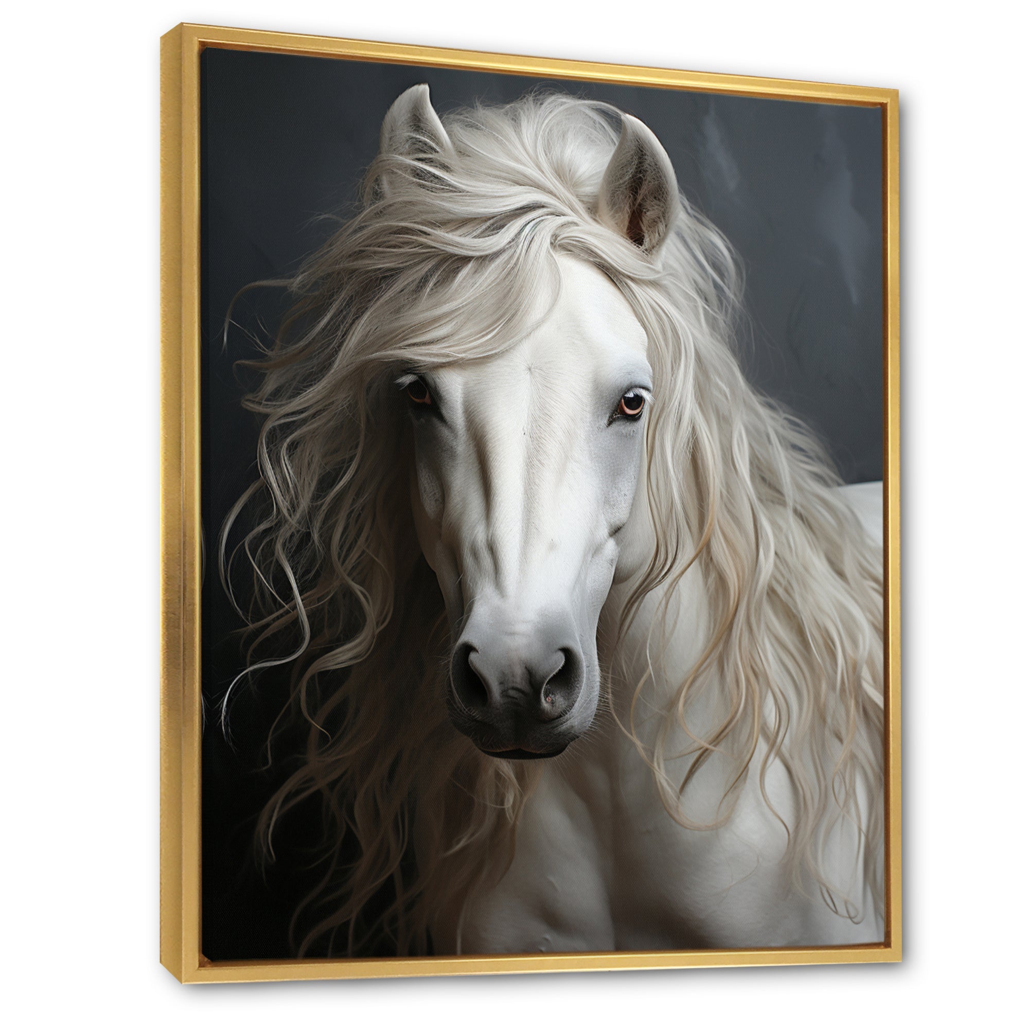 White Horse Subtle Whispers - Horse Canvas Wall Art