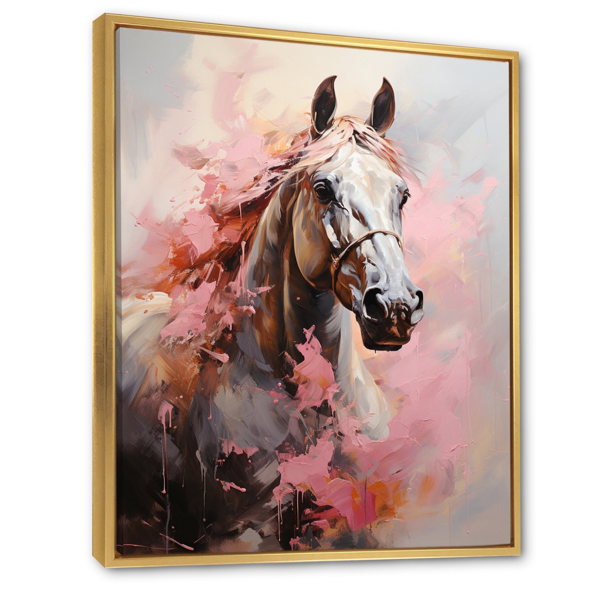 Pink White Horse Vibrant Pink Equine - Horse Wall Art Prints