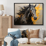 Yellow Black Horse Vibrant Yellow Equine - Yellow Horse Wall Art