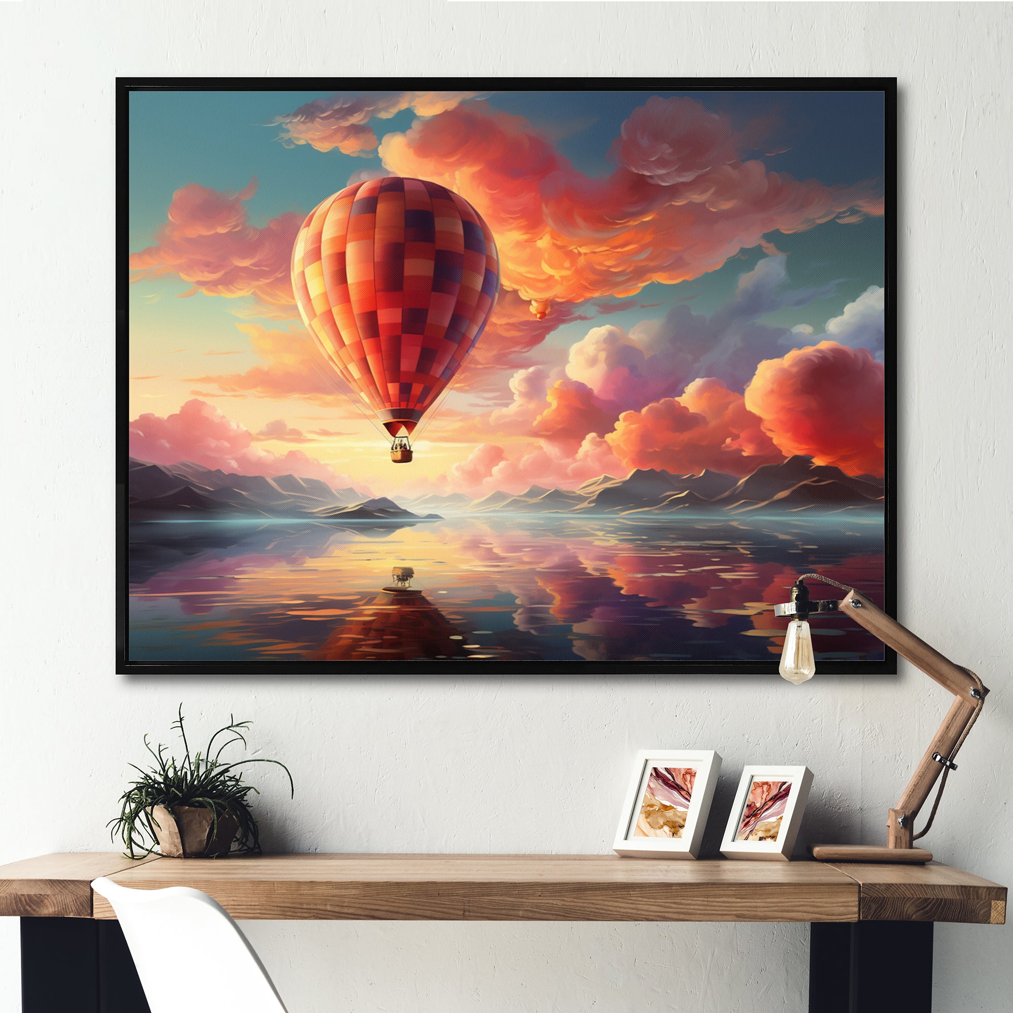Peach Hot Air Ballon Atmospheric I - Hot Air Balloon Canvas Wall Art