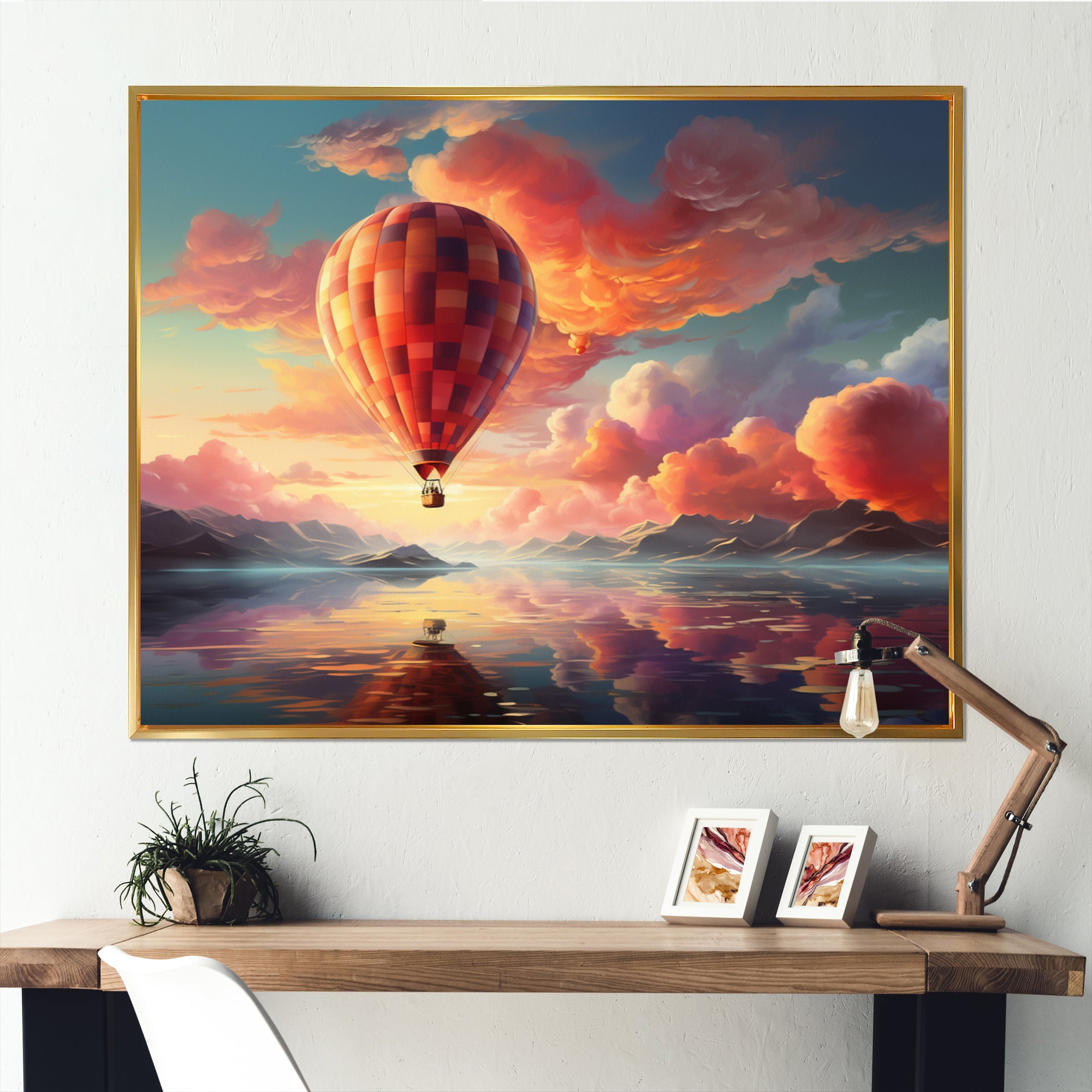 Peach Hot Air Ballon Atmospheric I - Hot Air Balloon Canvas Wall Art