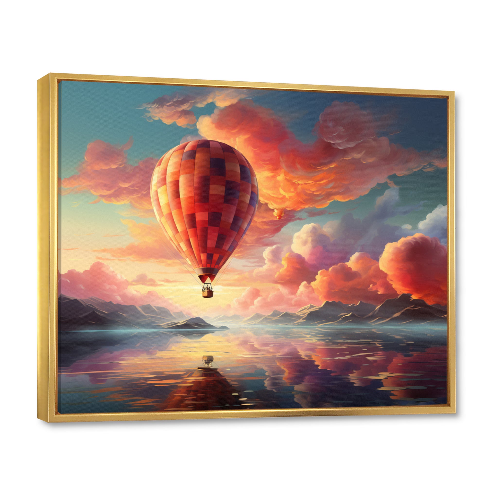 Peach Hot Air Ballon Atmospheric I - Hot Air Balloon Canvas Wall Art