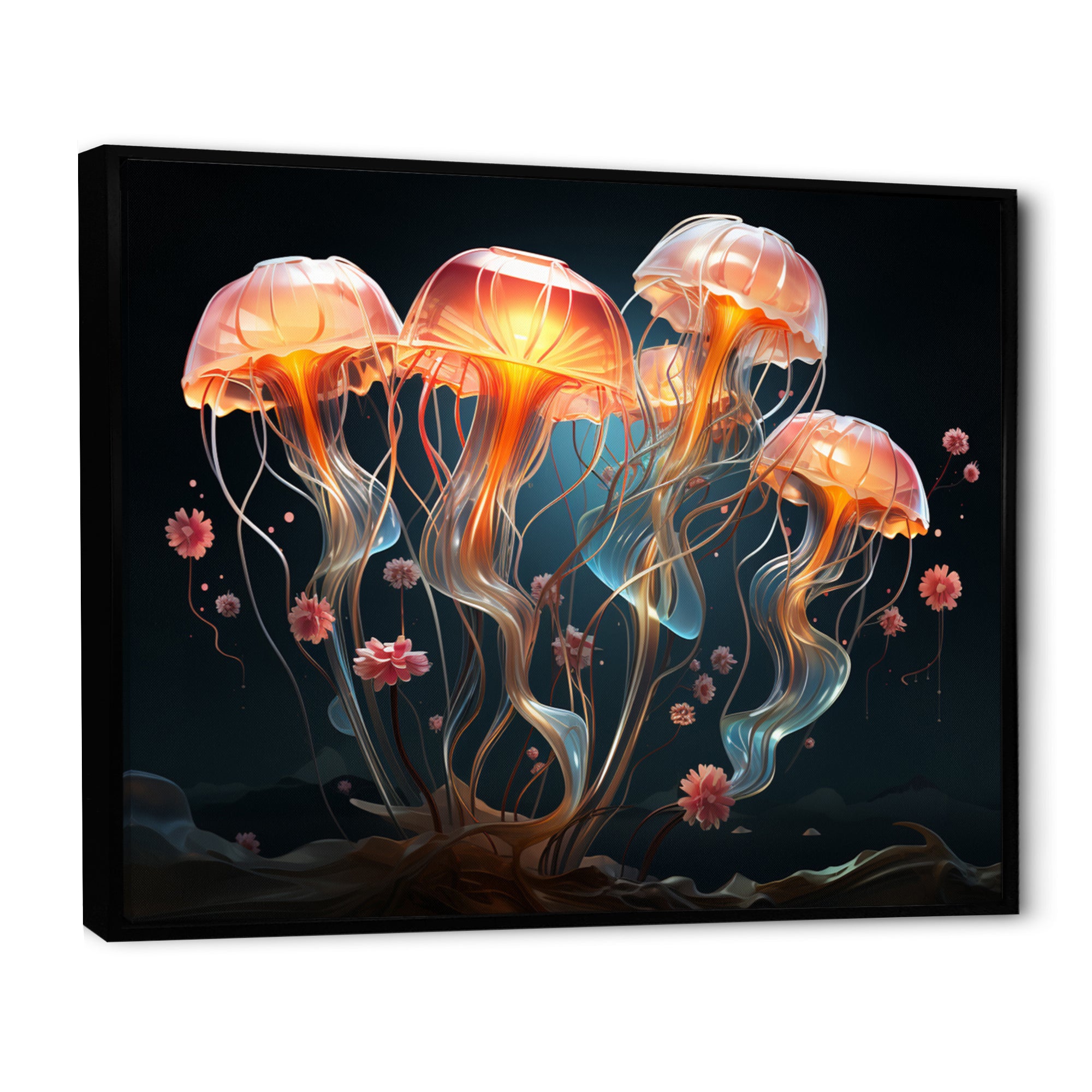 Jellyfish Luminescent Beauty Geometric - Peach Jellyfish Wall Art