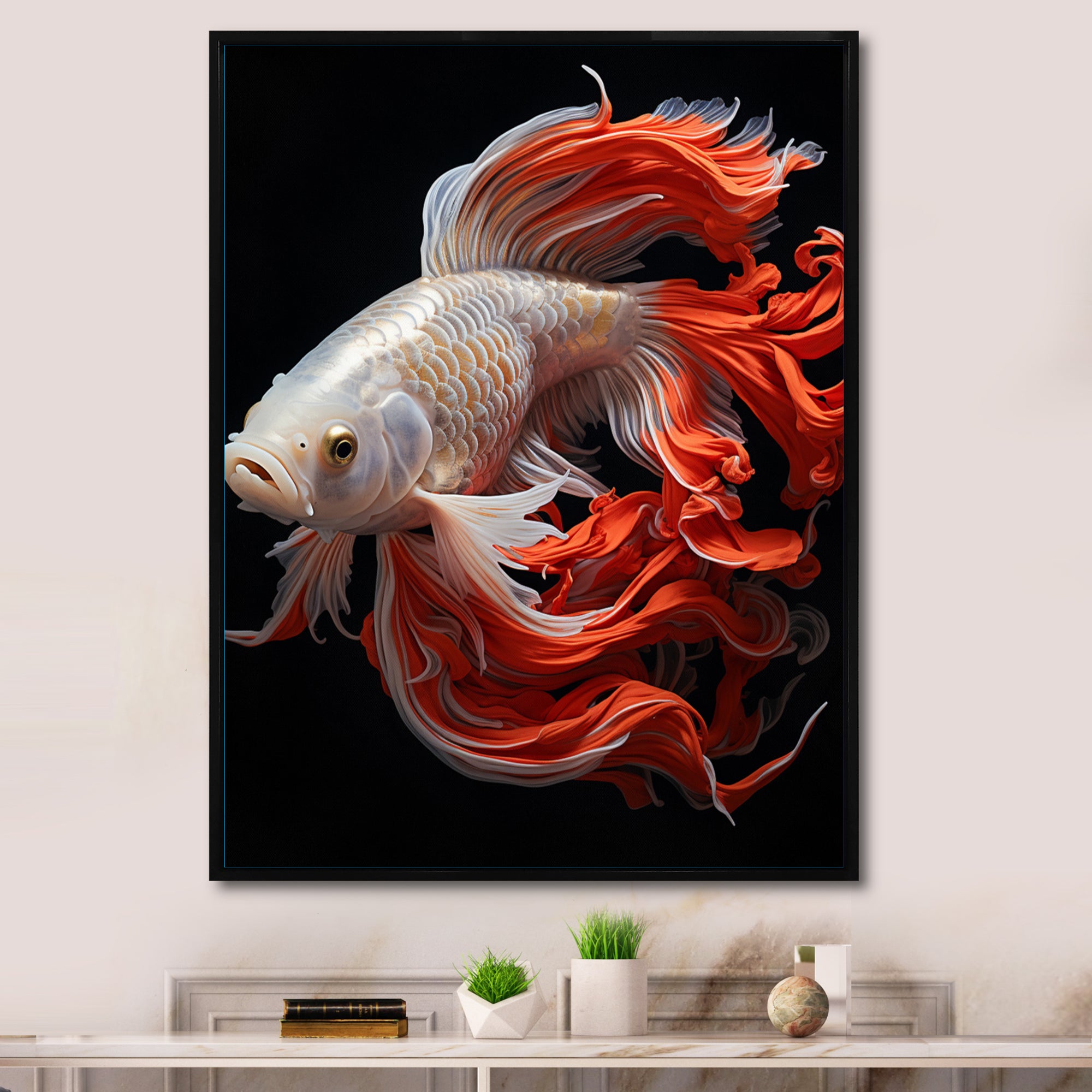 Coral Kois Fish Bold Contrasts - Koi's Fish Large Canvas Wall Art