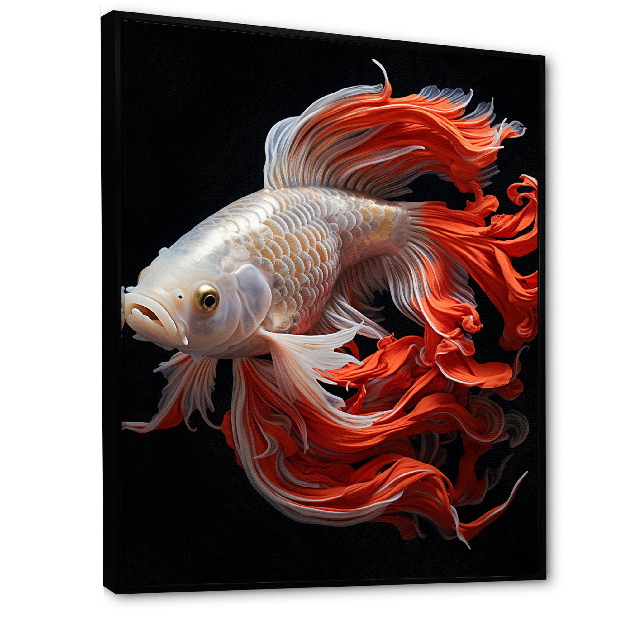 Coral Kois Fish Bold Contrasts - Koi's Fish Large Canvas Wall Art