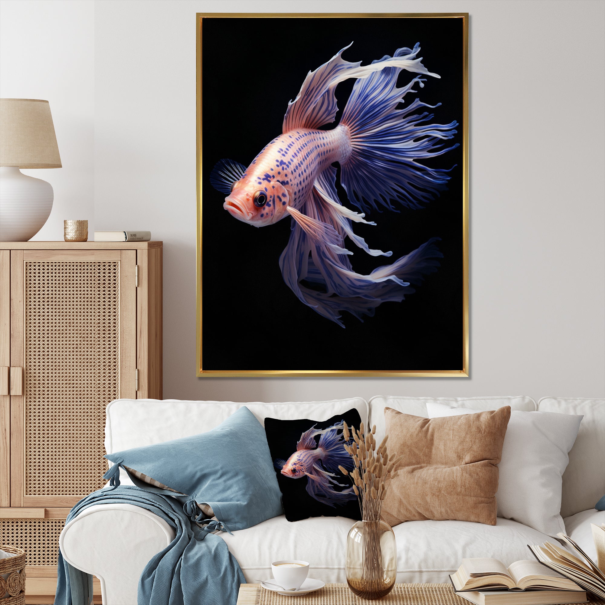 Purple Kois Fish Delicate Patterns - Koi's Fish Home Decor Art