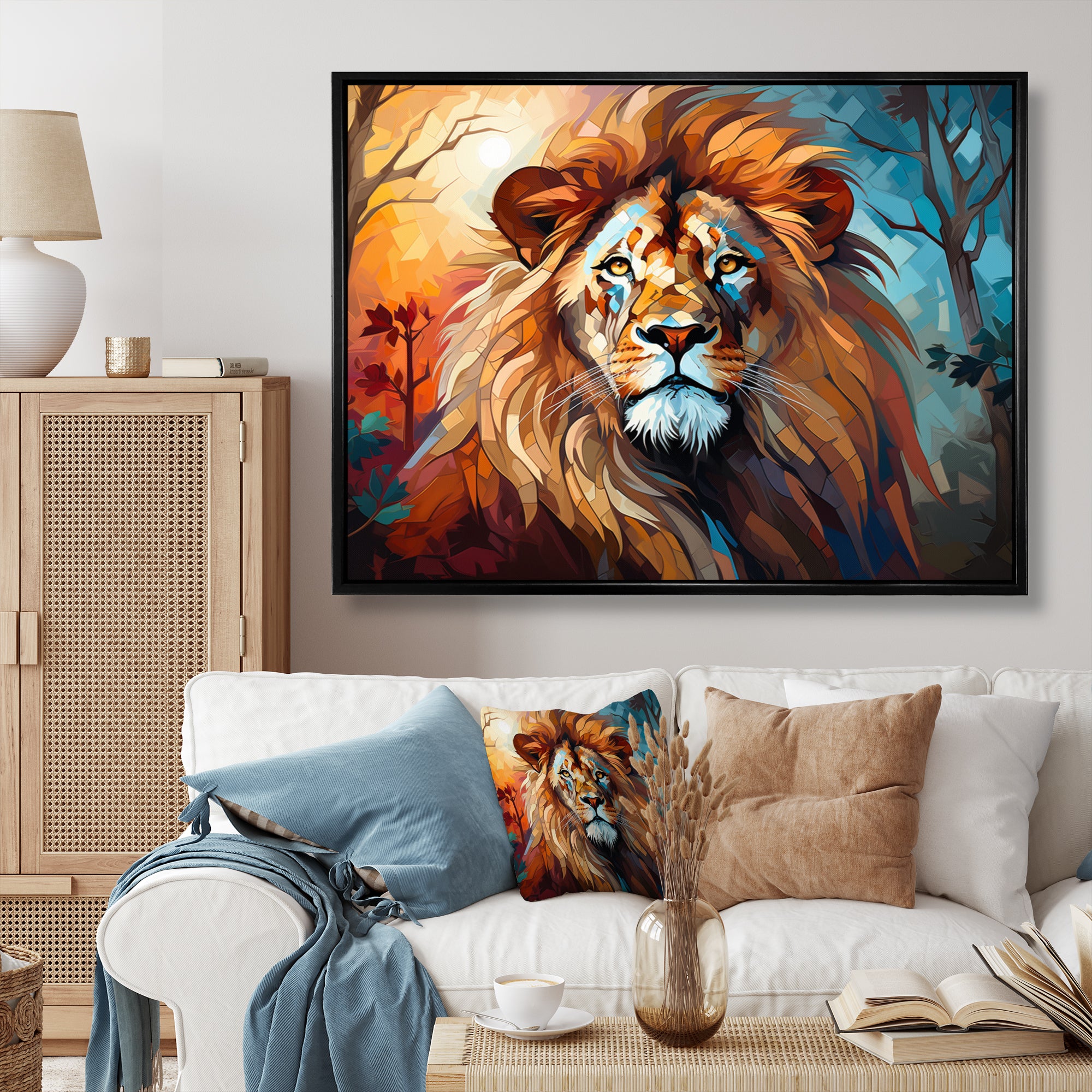 Lion Contemporary Pride Contemporary - Lion Large Canvas Wall Art