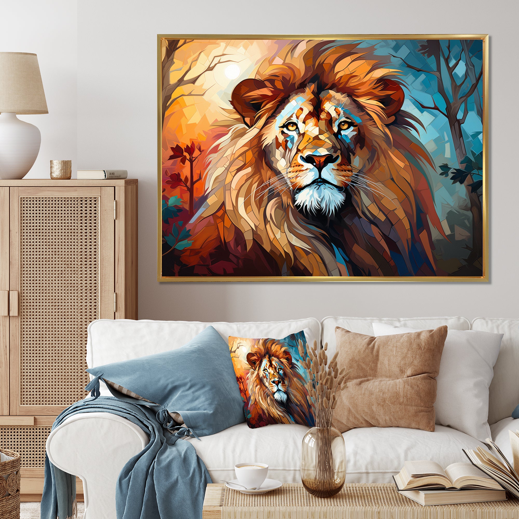 Lion Contemporary Pride Contemporary - Lion Large Canvas Wall Art