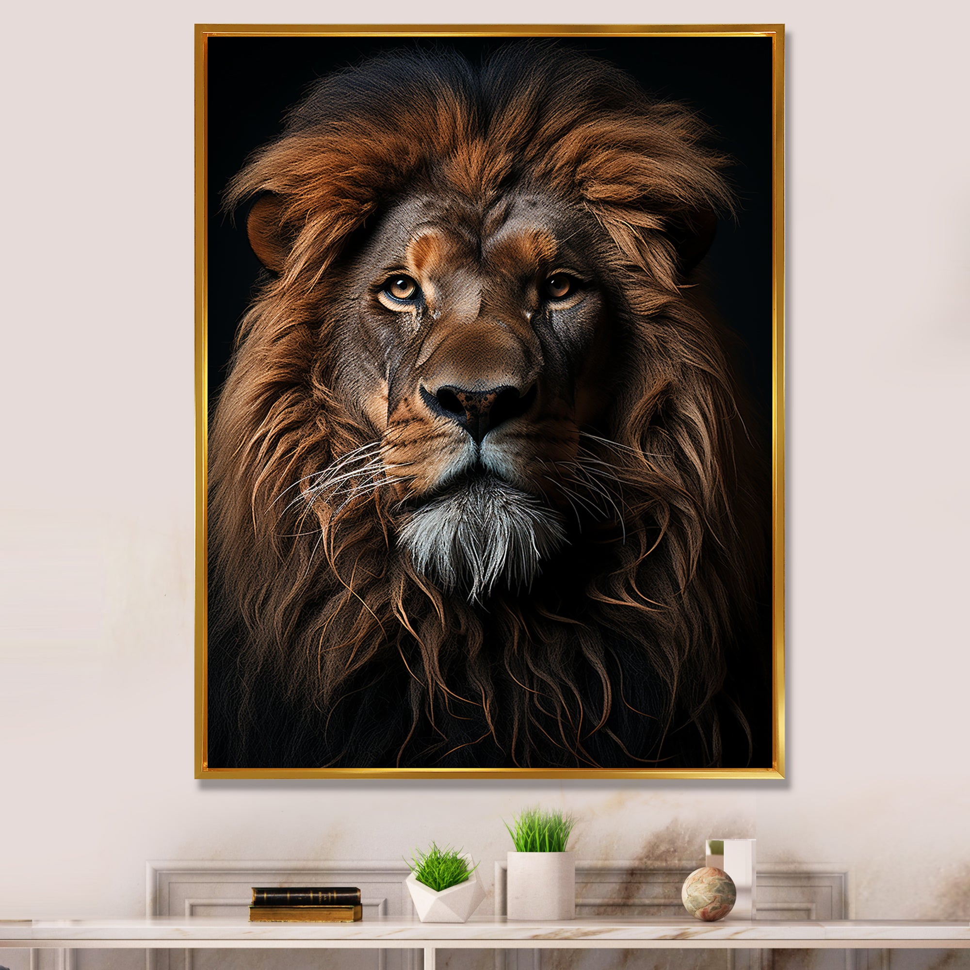 Lion Regal King Portrait - Brown Lion Wall Art