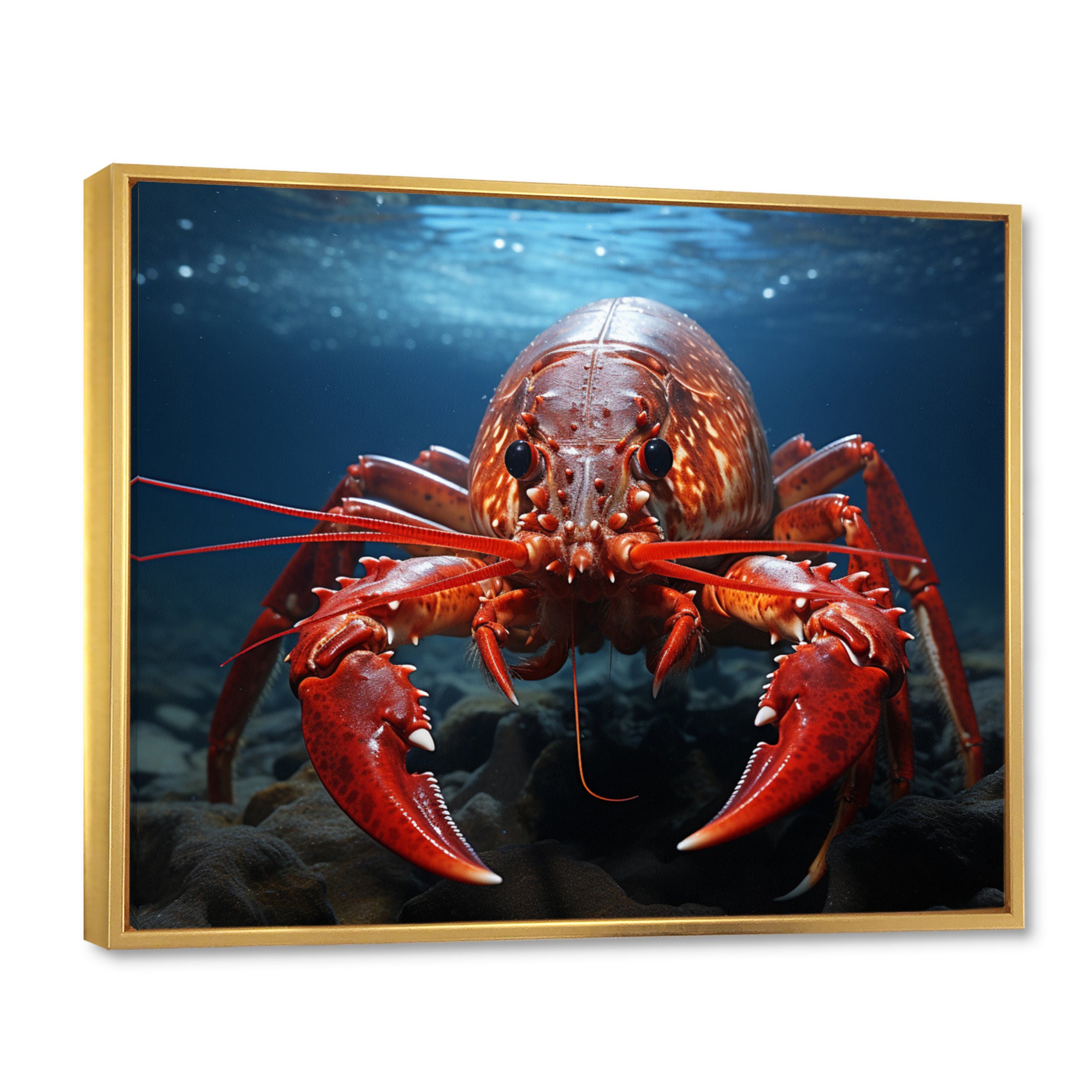 Coral Teal Lobster Grace - Coral Lobster Wall Art