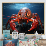 Coral Teal Lobster Grace - Coral Lobster Wall Art