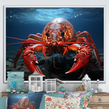 Coral Teal Lobster Grace - Coral Lobster Wall Art